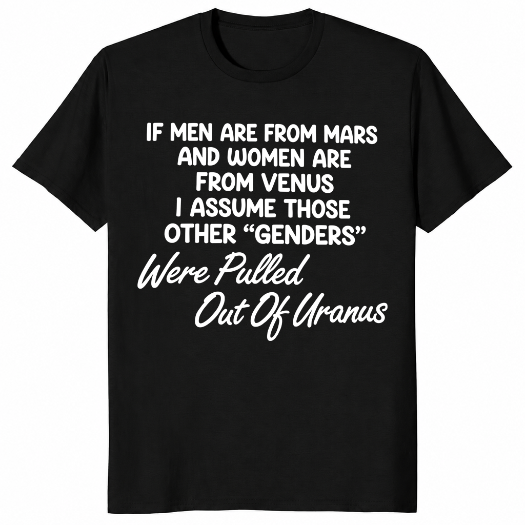 Men are from Mars, women are from Venus shirt mockup, inclusive humor tee