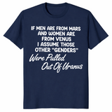 Mars and Venus shirt, funny nonbinary gender joke graphic tee