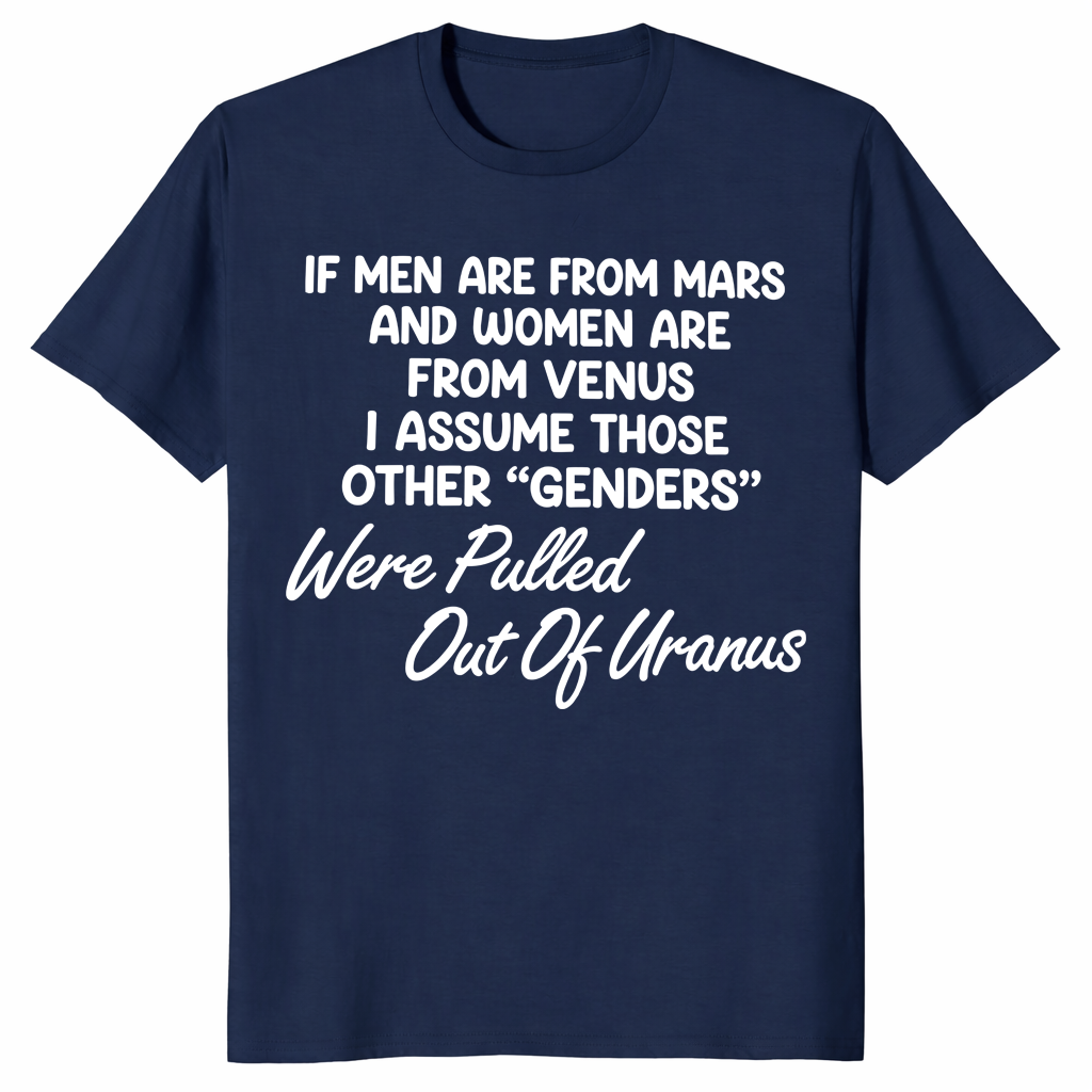 Mars and Venus shirt, funny nonbinary gender joke graphic tee