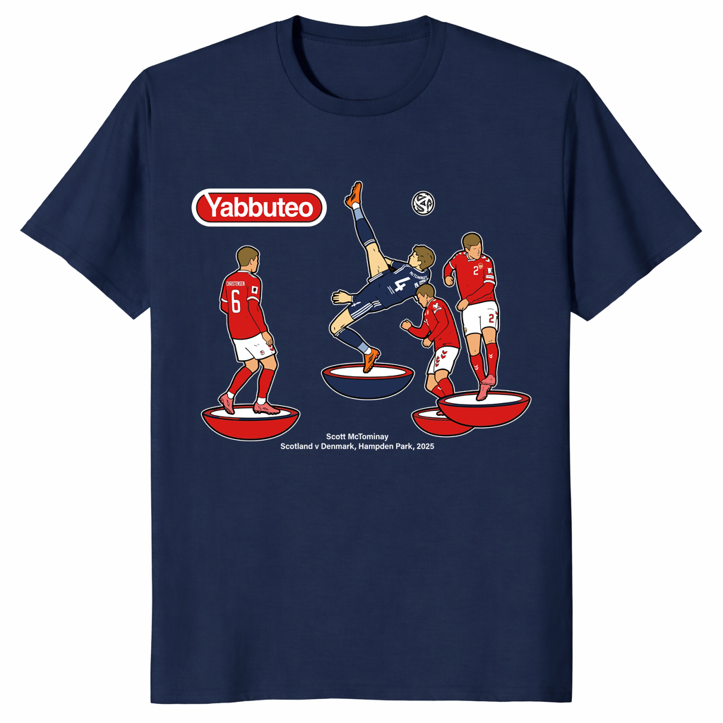 McTominay Bicycle Kick Shirt in Navy - Tartan Army Scotland Fan Tee