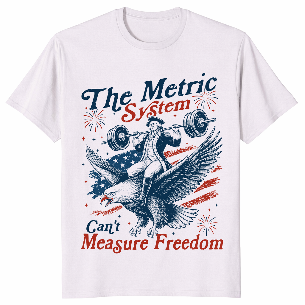 The Metric System Can't Measure Freedom Eagle USA Flag T-Shirt | Cuccico