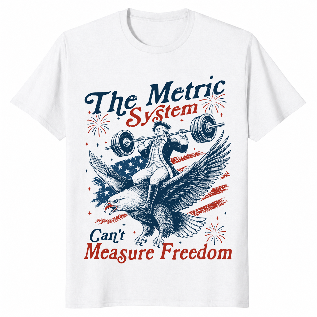 The Metric System Can't Measure Freedom Eagle USA Flag T-Shirt | Cuccico