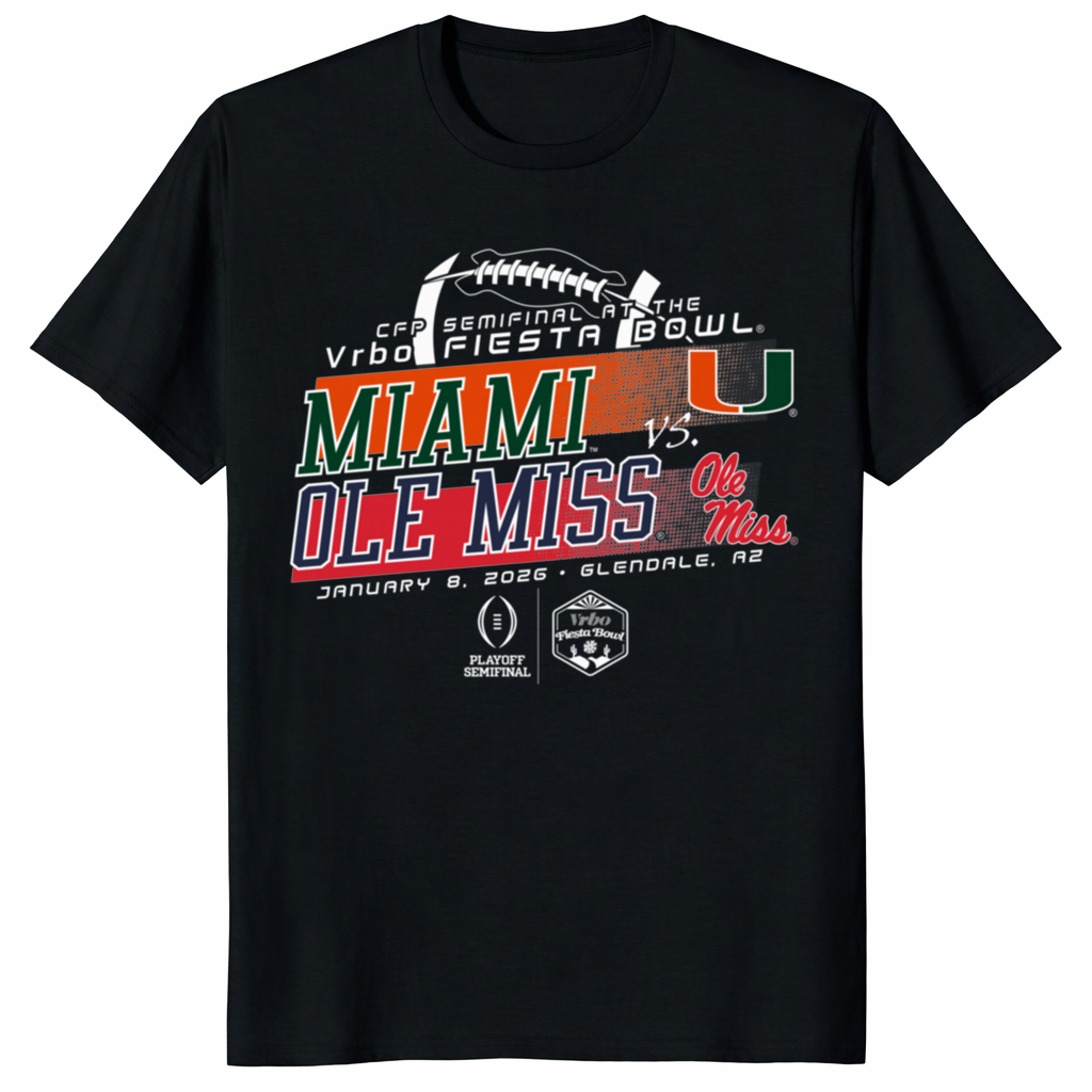 2026 CFP Semifinal Miami Hurricanes vs Ole Miss Rebels Fiesta Bowl T-Shirt