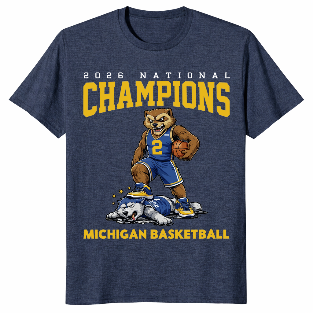 Michigan championship basketball fan shirt with bold sports graphic