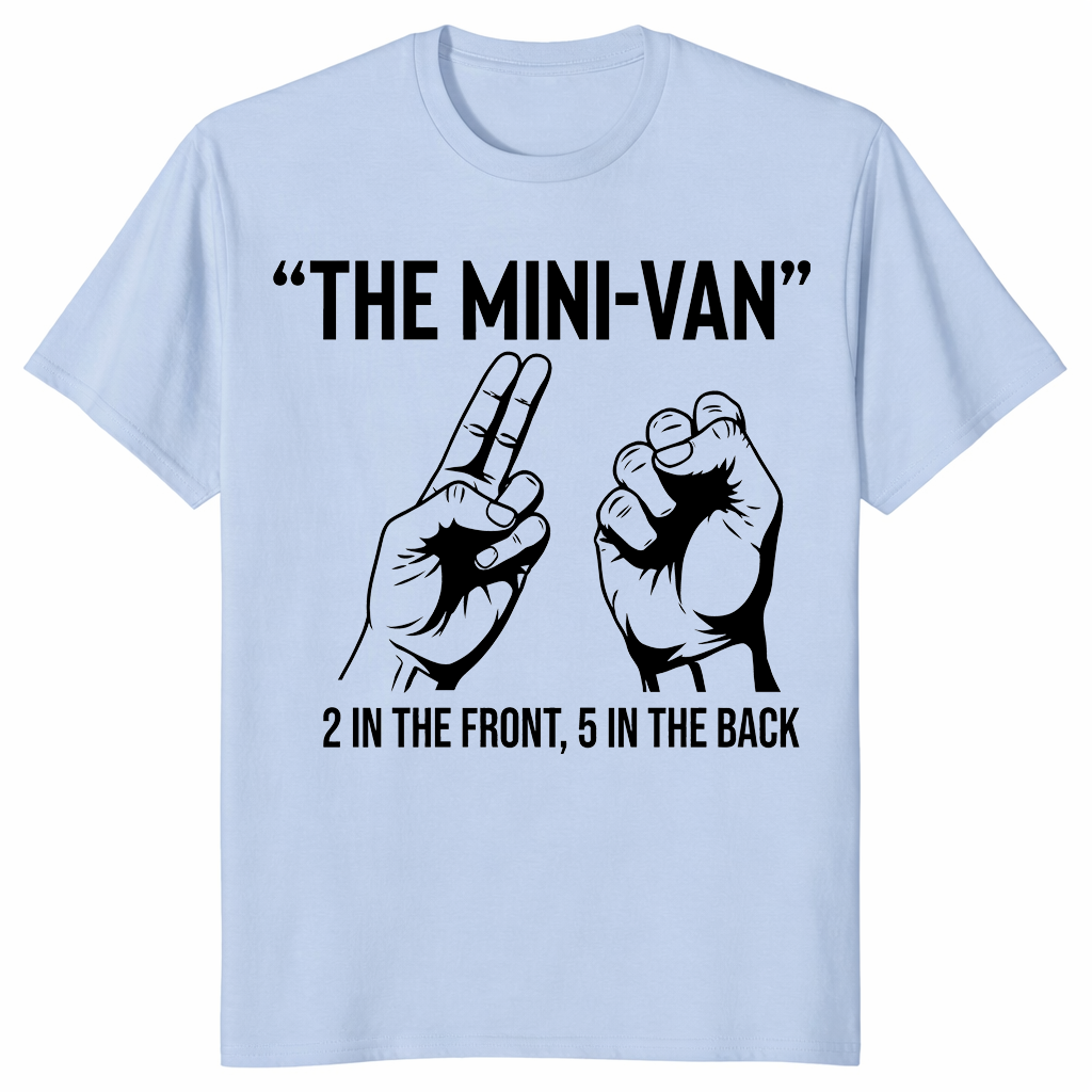 Minivan 2 front 5 back shirt light blue