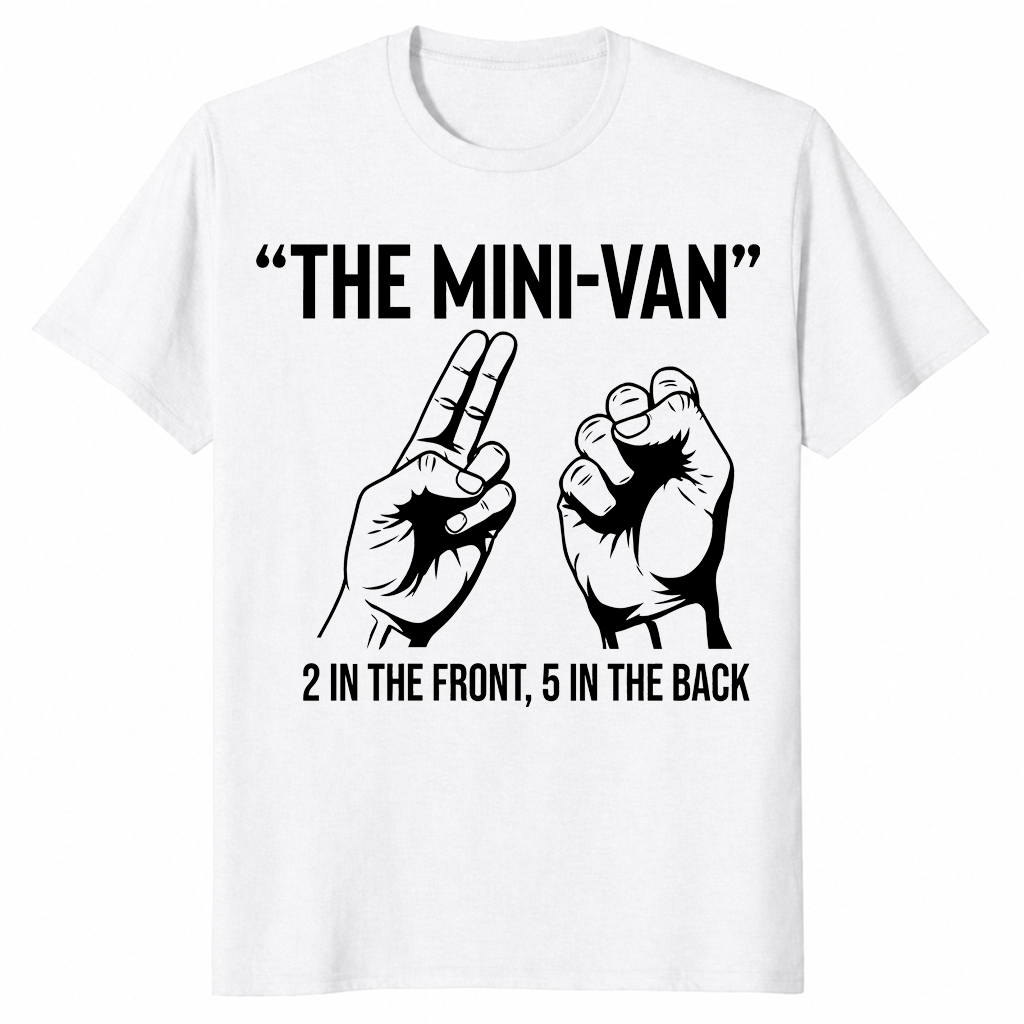 Minivan 2 front 5 back shirt white