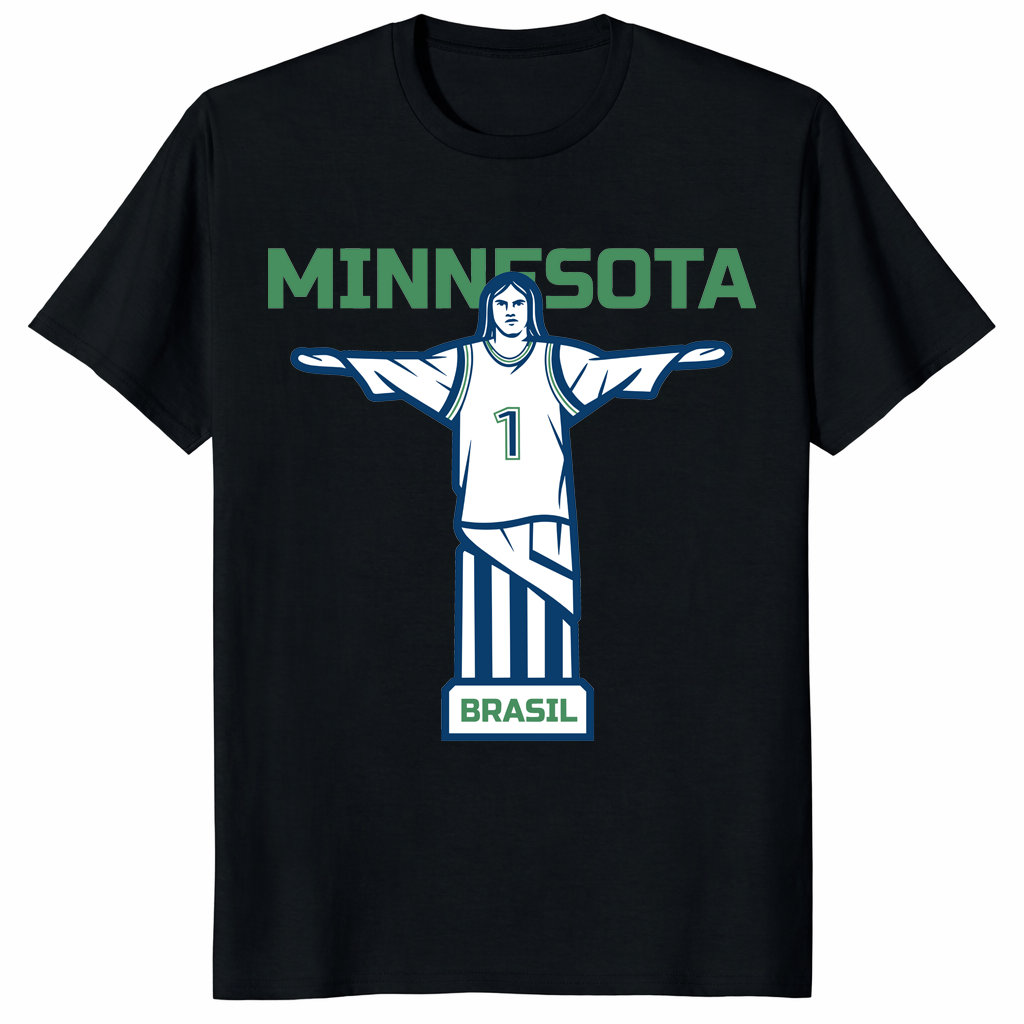Minnesota Brasil T Shirt with bold basketball fan graphic design