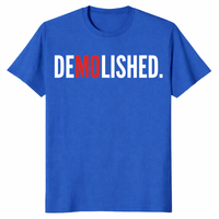 blue Mo Baller baseball fan shirt with Demolished graphic