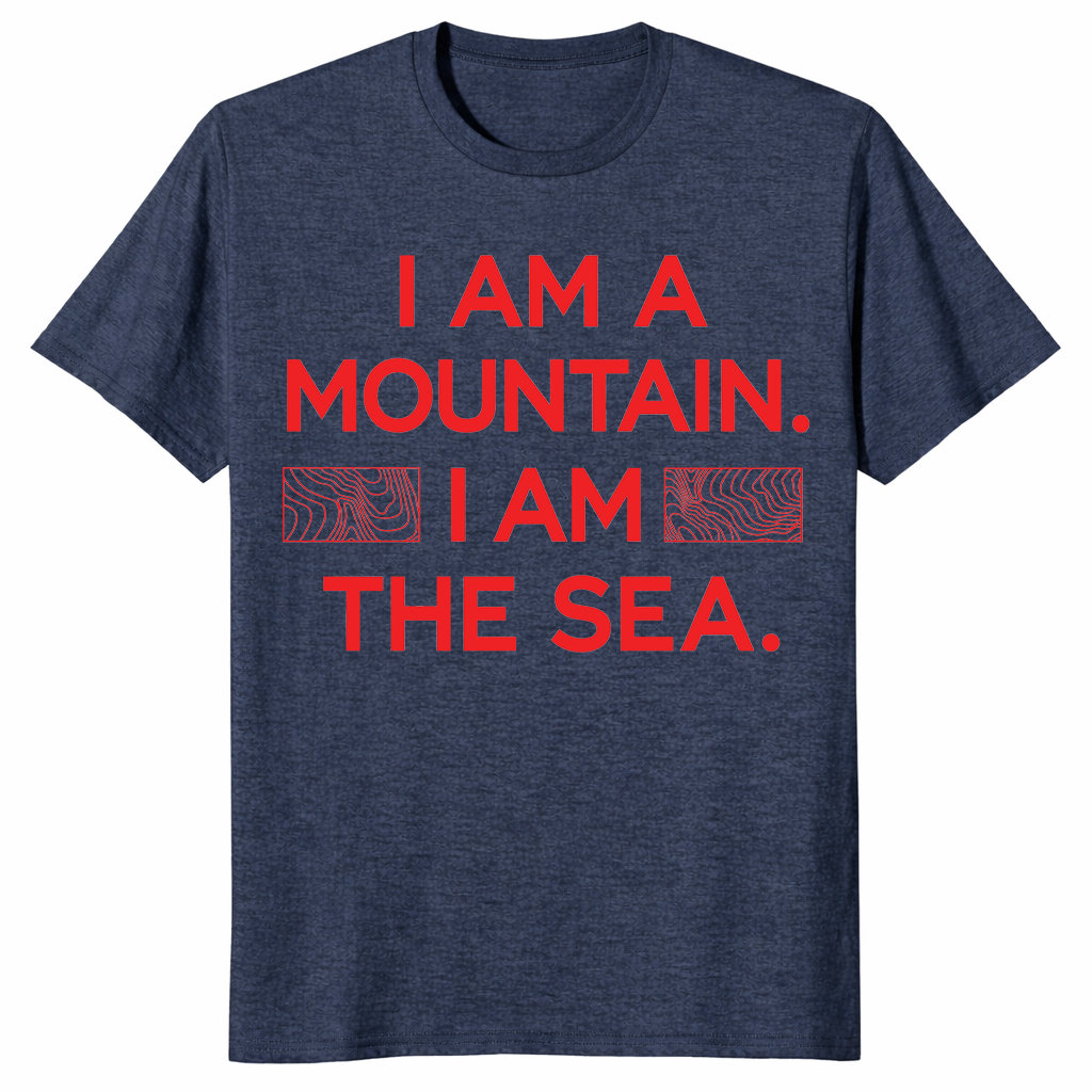 Mountain sea quote shirt in heather navy