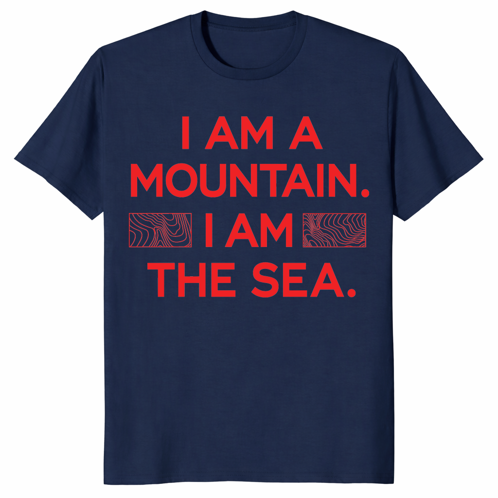 Mountain sea quote shirt in navy