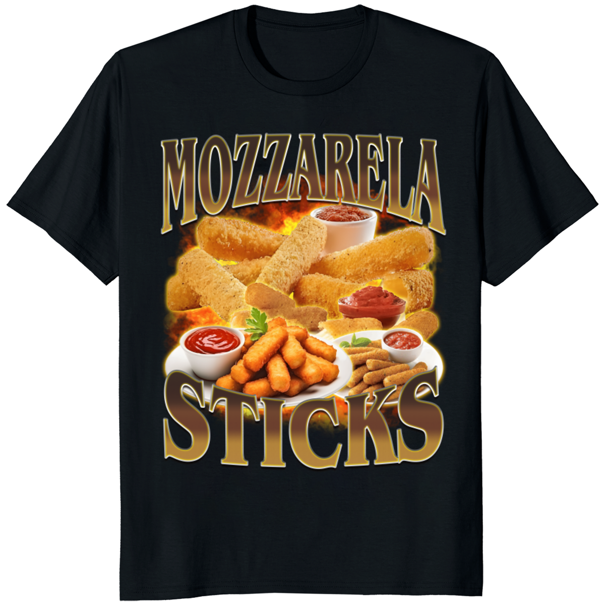 Funny Mozzarella Sticks Shirt black by Cuccico – Foodie Meme Tee for Snack Lovers