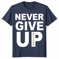 Never Give Up shirt in heather navy