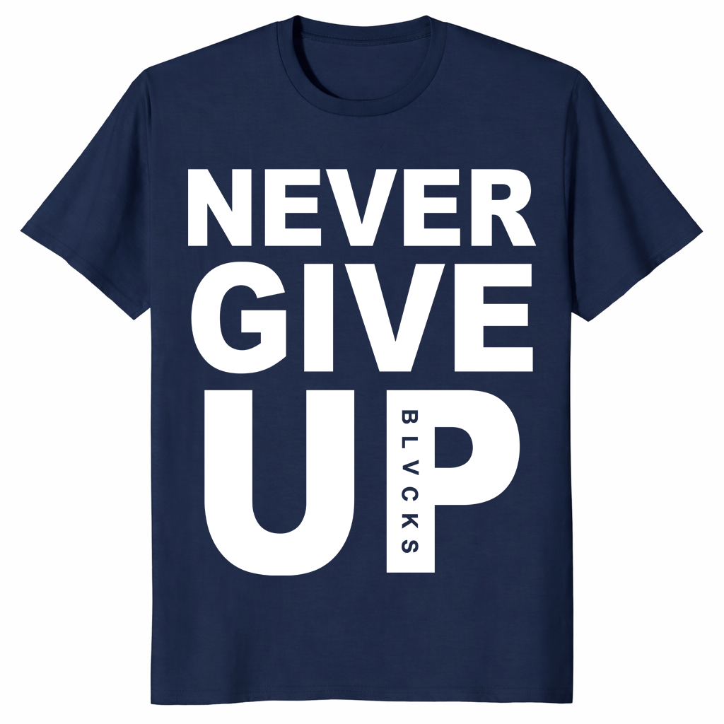 Never Give Up shirt in navy