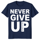 Never Give Up shirt in navy