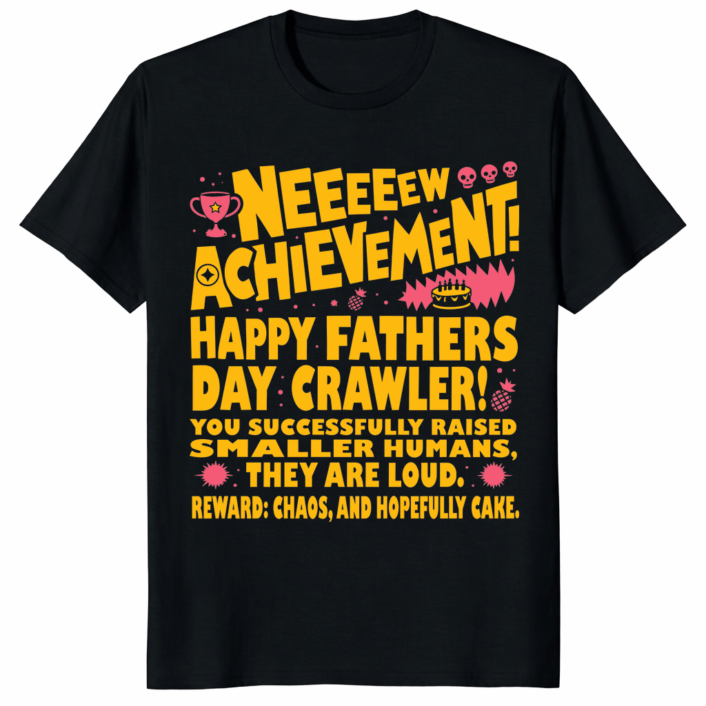 New achievement fathers day shirt in black for gamer dads