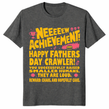 New achievement fathers day shirt in dark heather gaming dad tee