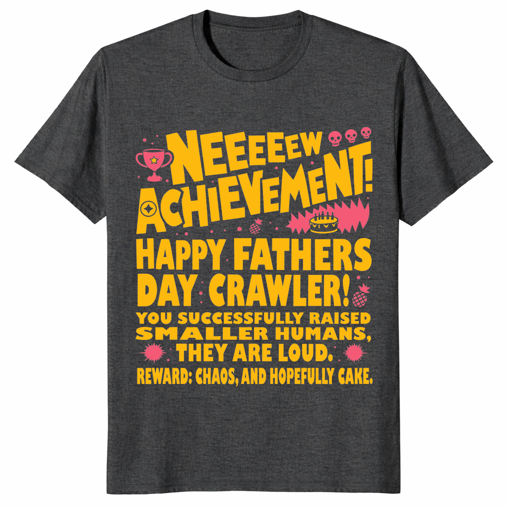 New achievement fathers day shirt in dark heather grey gamer dad