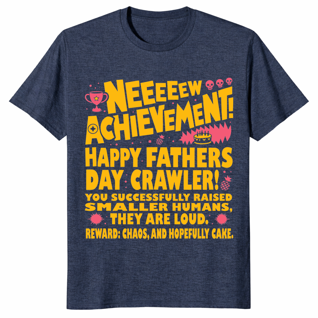 New achievement fathers day shirt in heather navy Xbox style tee