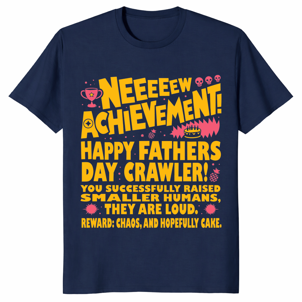New achievement fathers day shirt in navy funny gamer dad gift tee