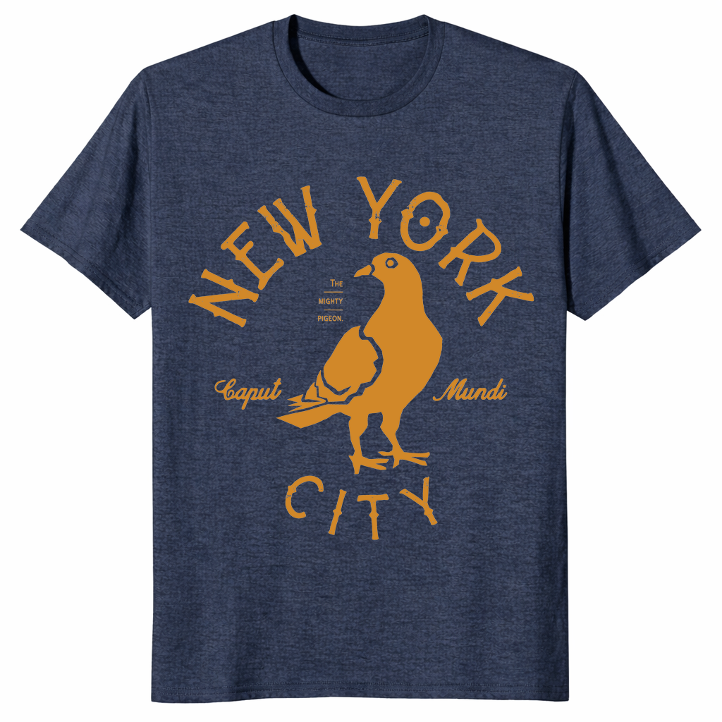 Heather navy New York City pigeon shirt funny city gift tee