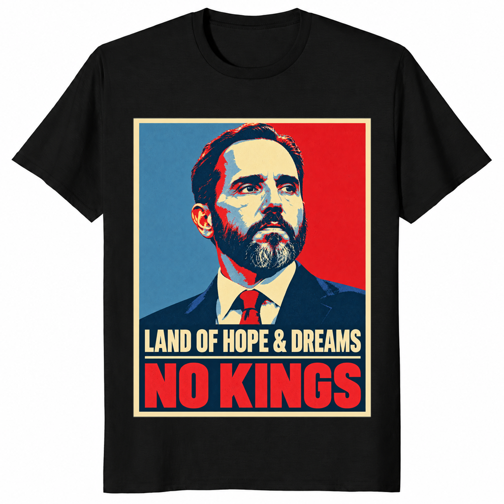No kings democracy shirt in black, pro democracy protest tee