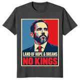 No kings democracy shirt in dark heather grey, pro democracy protest tee