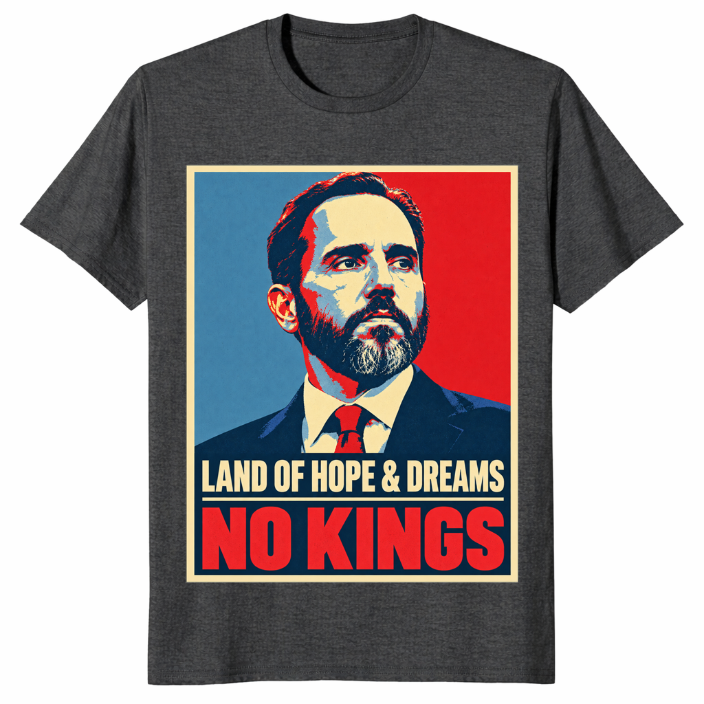 No kings democracy shirt in dark heather grey, pro democracy protest tee
