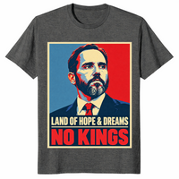 No kings democracy shirt in dark heather, pro democracy protest tee