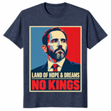 No kings democracy shirt in heather navy, pro democracy protest tee