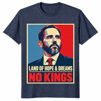 No kings democracy shirt in heather navy, pro democracy protest tee