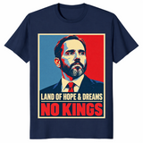 No kings democracy shirt in navy, pro democracy protest tee