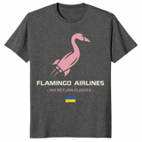 No Return Flights Flamingo Airlines tee with bold travel-inspired artwork