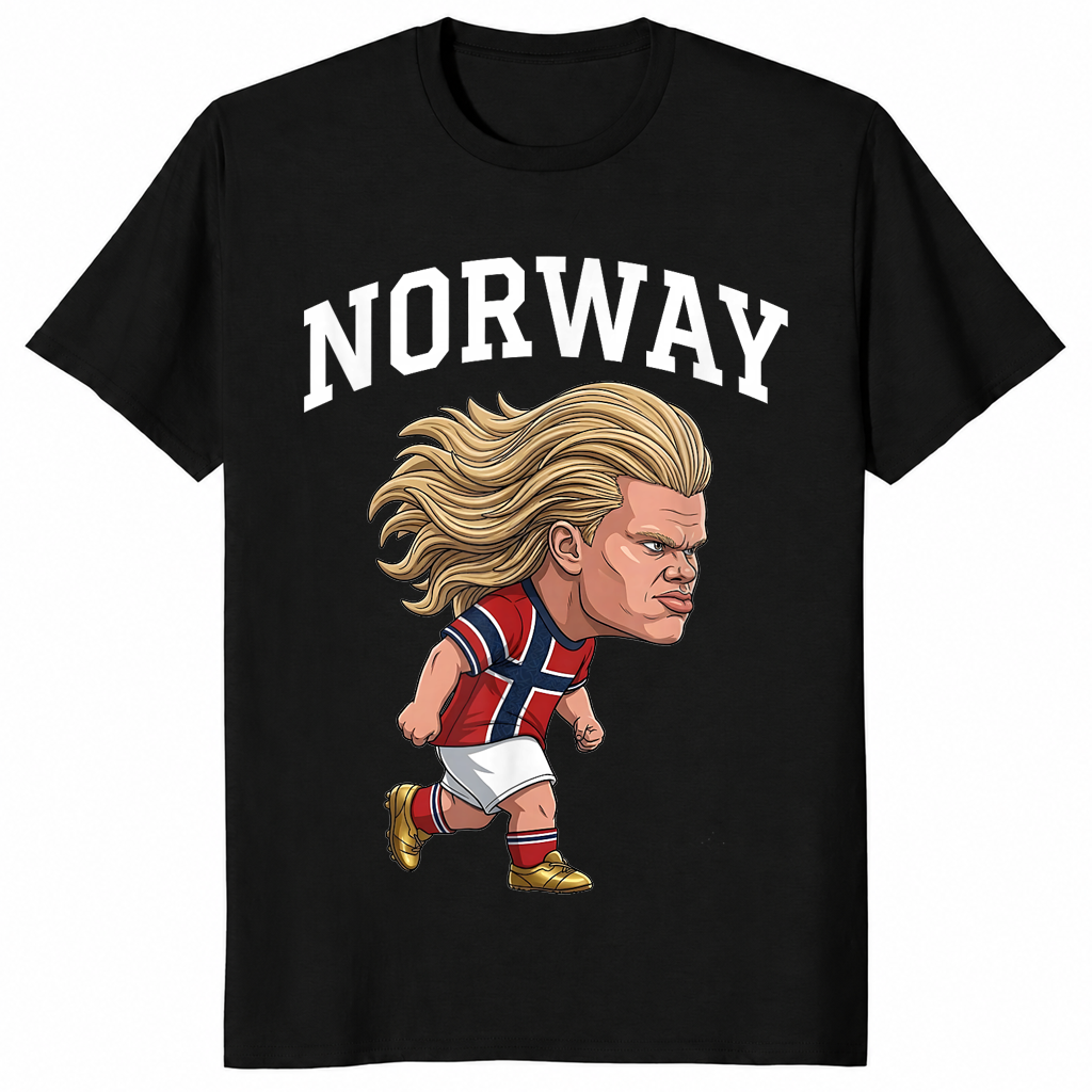 Black Norway Ro shirt with a Norwegian heritage slogan graphic for men and women