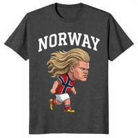 Dark Heather Grey Norway Ro shirt with a Norwegian heritage slogan graphic for men and women