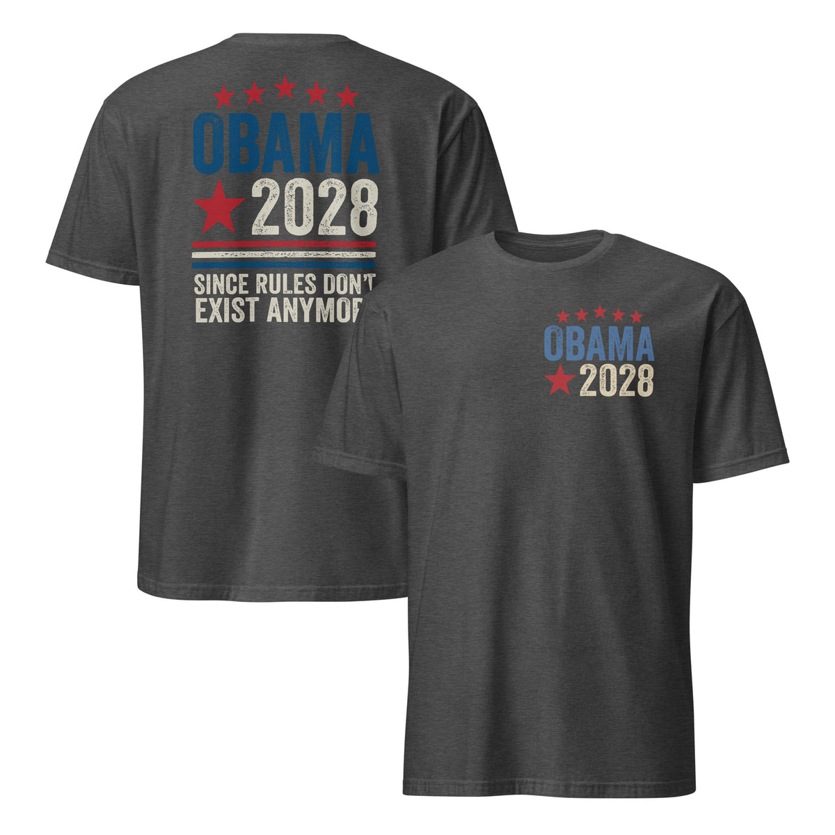 Obama 2028 back print shirt dark heather grey