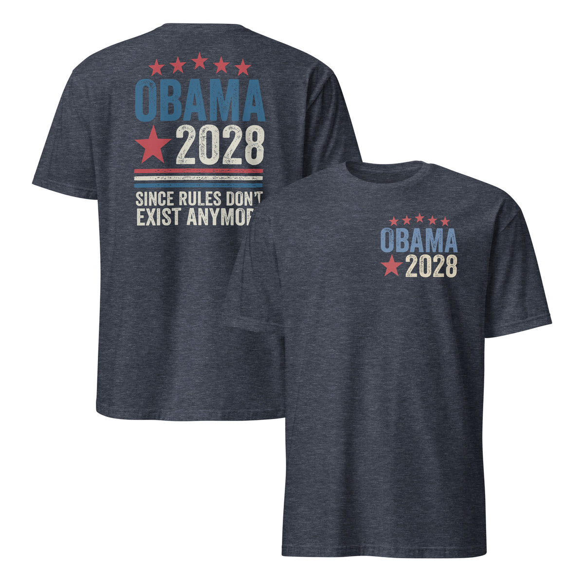 Obama 2028 back print shirt heather navy