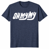 Oh My My t-shirt in heather navy with retro wavy lettering