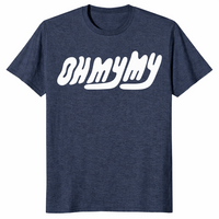 Oh My My t-shirt in heather navy with retro wavy lettering