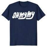 Oh My My t-shirt in navy with retro wavy lettering