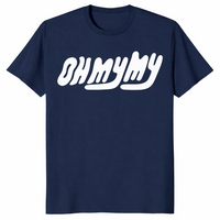 Oh My My t-shirt in navy with retro wavy lettering