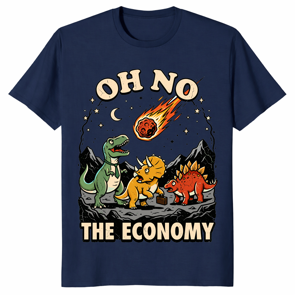 Oh No The Economy Dinosaur T Shirt: Funny Recession Humor Tee | Cuccico