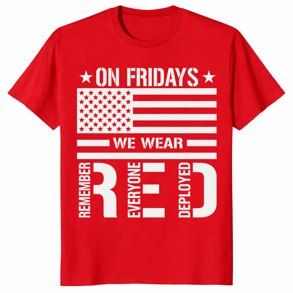 On Friday We Wear Red T-Shirt – Remember Everyone Deployed | US Veteran | Cuccico