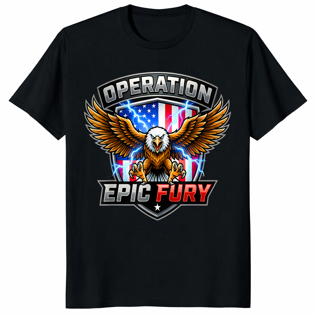 Operation Epic Fury T-Shirt – Patriotic Eagle | Military Badge | Cuccico