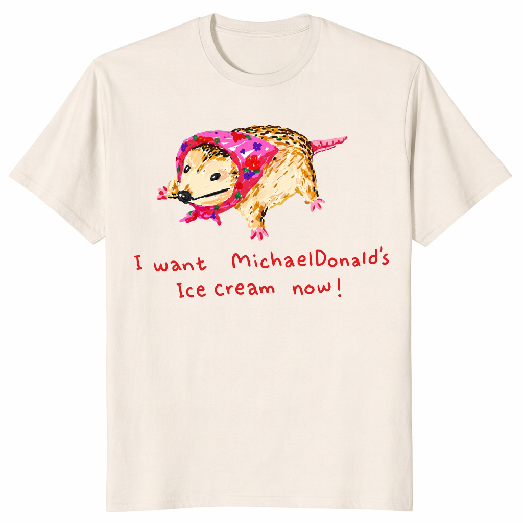 Opossum meme shirt in natural with ice cream craving design