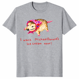 Opossum meme shirt in sport grey with ice cream craving design