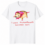Opossum meme shirt in white with ice cream craving design