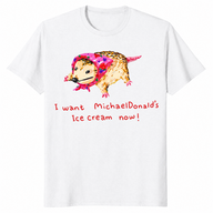 Opossum meme shirt in white with ice cream craving design