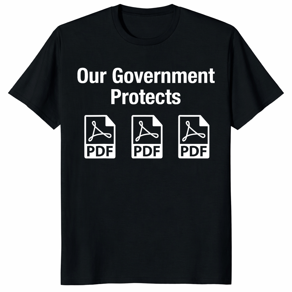 Our Government Protects PDF Files T-Shirt – Funny Political Satire Tee | Cuccico
