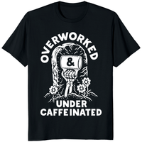 Over Worked Under Caffeinated Tee in Black by Cuccico