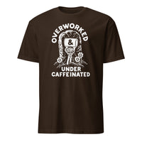 Over Worked Under Caffeinated Tee in Dark Chocolate by Cuccico